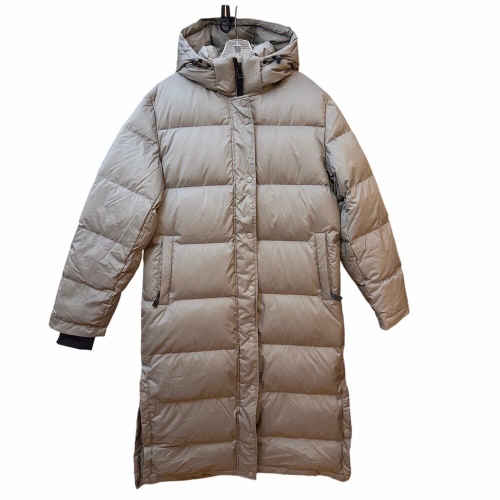 Quince Responsible Down Long Puffer Jacket Stone Taupe Size Medium